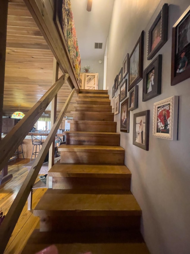 350 Wilderness Ln, Morehead, KY 40351 - staircase featuring wood-type flooring and visible vents