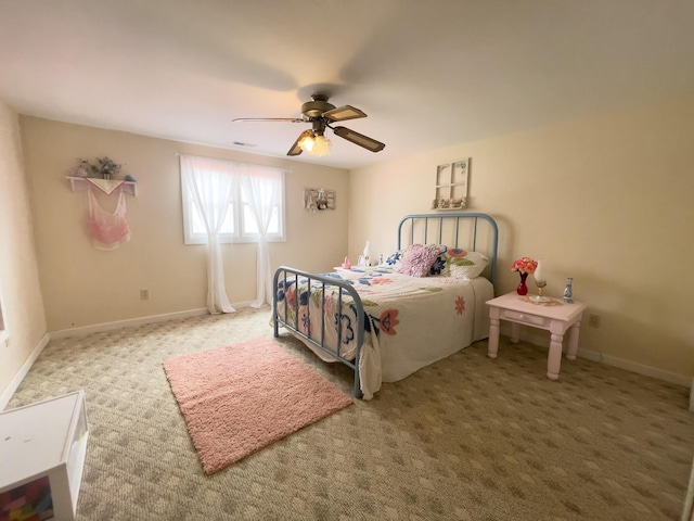 350 Wilderness Ln, Morehead, KY 40351 - bedroom featuring visible vents, baseboards, a ceiling fan, and carpet