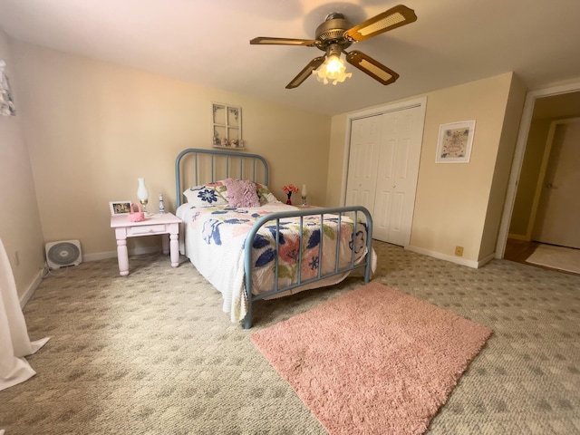 350 Wilderness Ln, Morehead, KY 40351 - carpeted bedroom featuring a closet, baseboards, and a ceiling fan