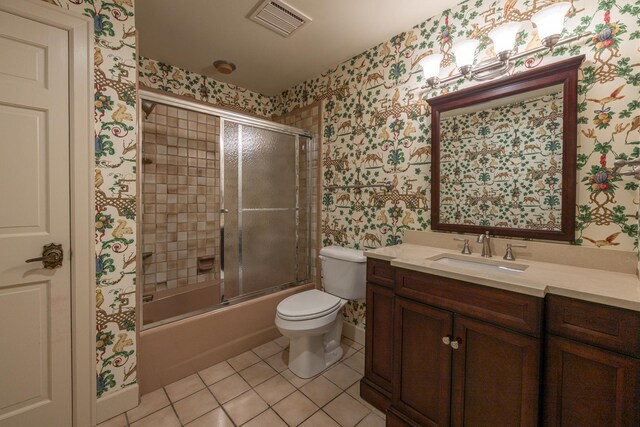 400 Redding Rd Unit 15, Lexington, KY 40517 - bathroom with visible vents, toilet, vanity, wallpapered walls, and tile patterned floors
