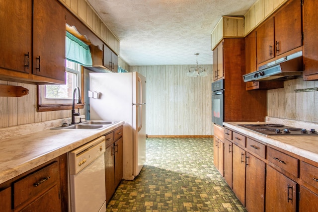 176 Marsee Trl, Corbin, KY 40701 - kitchen with black oven, stainless steel electric cooktop, under cabinet range hood, white dishwasher, and a sink