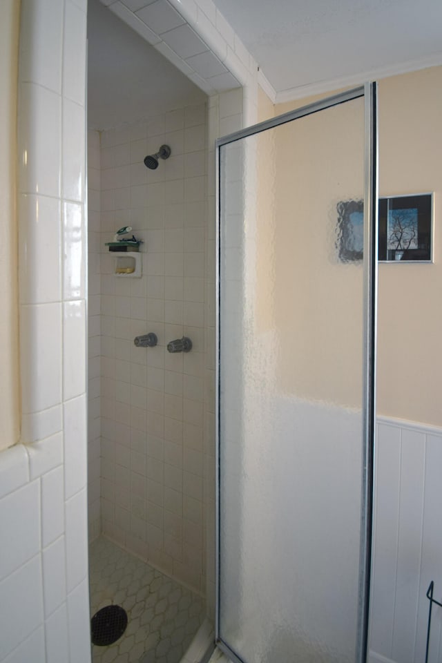 bathroom featuring a stall shower