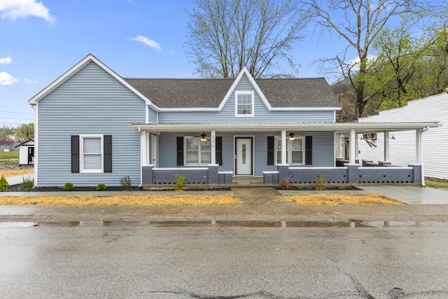 280 Main St, Salt Lick, KY 40371 - view of front of property with a porch, ceiling fan, and a shingled roof