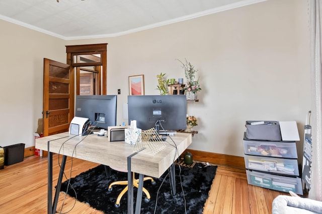 309 W Columbia St, Somerset, KY 42501 - home office featuring ornamental molding, baseboards, and wood finished floors