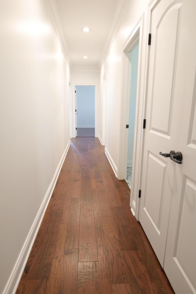 2524 Pascoli Pl, Lexington, KY 40509 - corridor with dark wood-style flooring, baseboards, crown molding, and recessed lighting