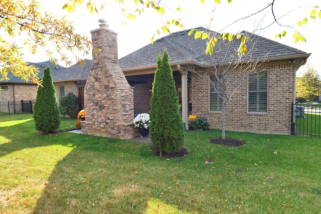 2524 Pascoli Pl, Lexington, KY 40509 - back of property featuring brick siding, a chimney, and a shingled roof