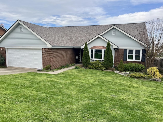 111 Keystone Dr, Richmond, KY 40475 - single story home featuring roof with shingles, a front yard, brick siding, an attached garage, and concrete driveway