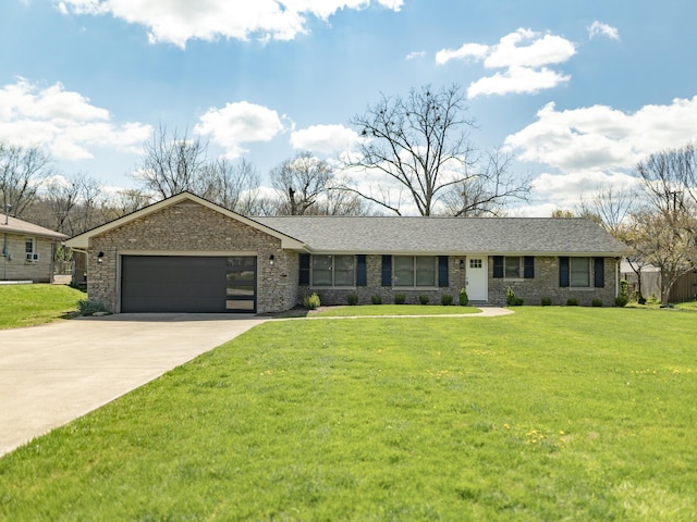 748 Wellington Way, Lexington, KY 40503 - ranch-style house featuring roof with shingles, concrete driveway, a garage, and a front yard