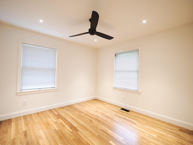 748 Wellington Way, Lexington, KY 40503 - empty room with ceiling fan, light wood-type flooring, visible vents, recessed lighting, and baseboards