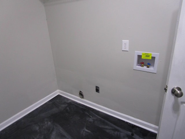 laundry room featuring baseboards, hookup for a washing machine, laundry area, and electric dryer hookup
