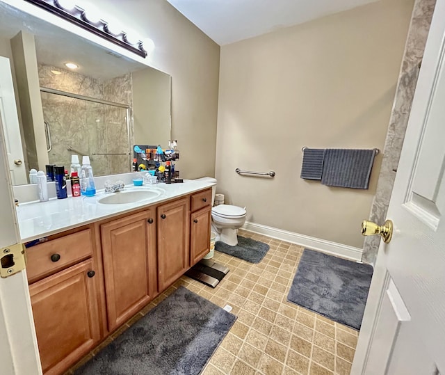 199 Newport Ln, Berea, KY 40403 - full bath featuring vanity, a stall shower, toilet, and baseboards