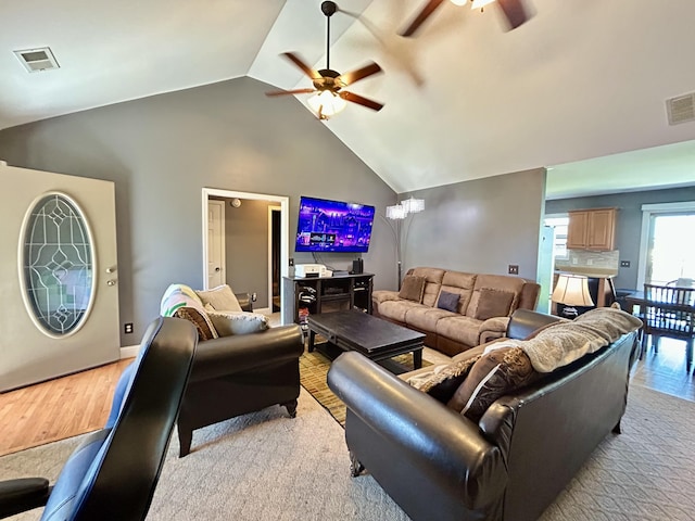 199 Newport Ln, Berea, KY 40403 - living room featuring a ceiling fan, light wood-type flooring, and lofted ceiling
