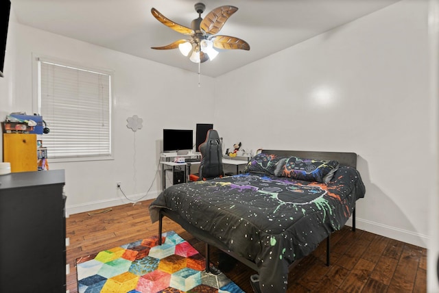 88 Hawkins Ln, Clay City, KY 40312 - bedroom with baseboards, a ceiling fan, and hardwood / wood-style floors