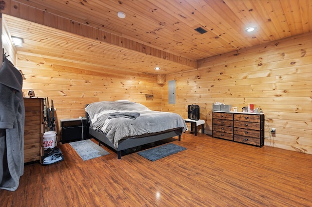 88 Hawkins Ln, Clay City, KY 40312 - bedroom featuring wood walls, wood finished floors, and wood ceiling
