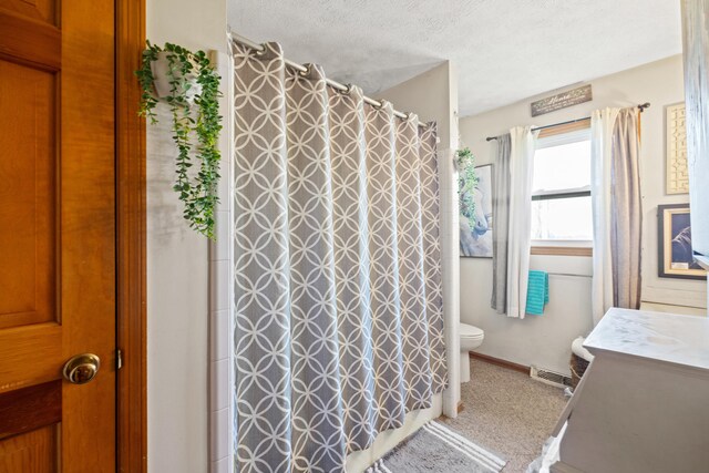 5245 US-68 W, Gravel Switch, KY 40328 - bathroom with toilet, vanity, a textured ceiling, and a shower with curtain