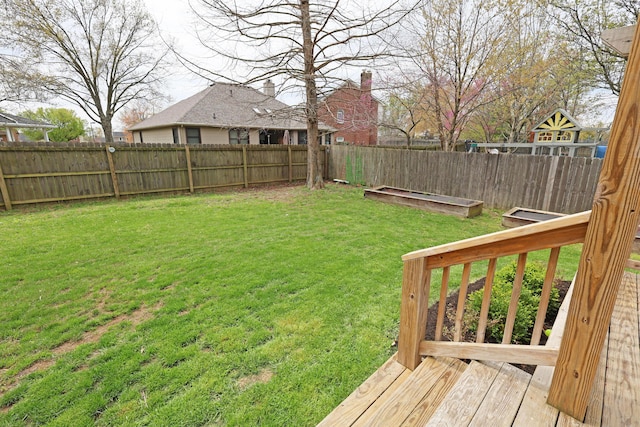 view of yard featuring a fenced backyard