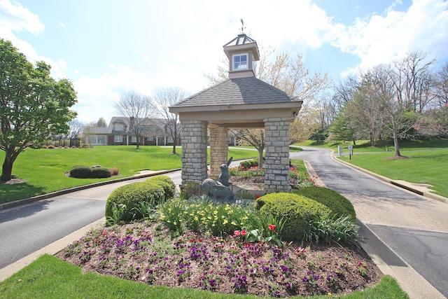 view of property's community with a yard