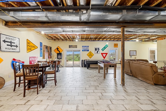 interior space featuring pool table