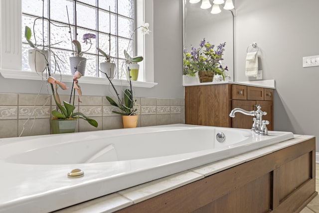 full bathroom featuring plenty of natural light and a garden tub