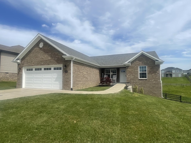 1041 Melbourne Way, Richmond, KY 40475 - ranch-style house featuring brick siding, concrete driveway, an attached garage, and a shingled roof