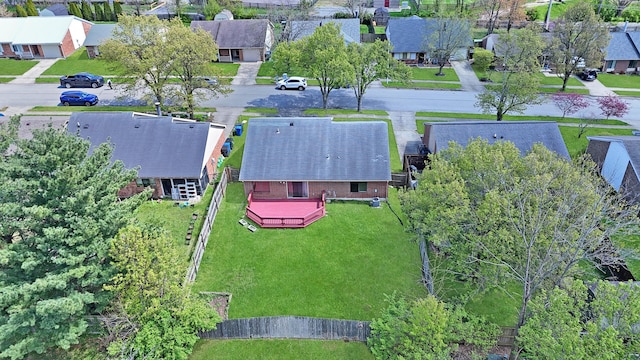 aerial view with a residential view
