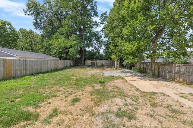 view of yard with a fenced backyard