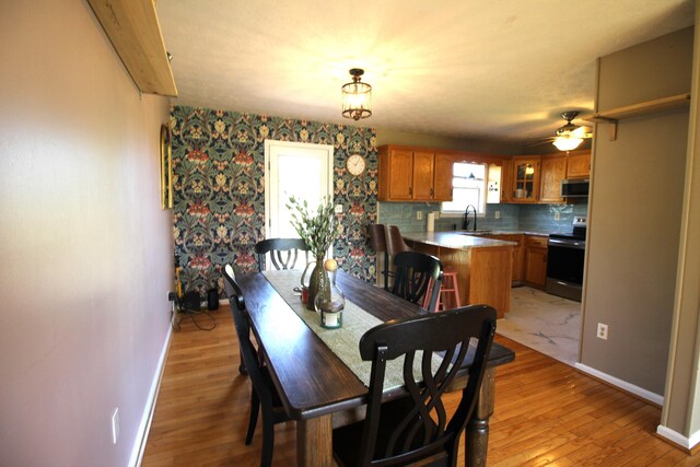 312 Springhurst Dr, Berea, KY 40403 - dining room with baseboards, ceiling fan, and light wood finished floors