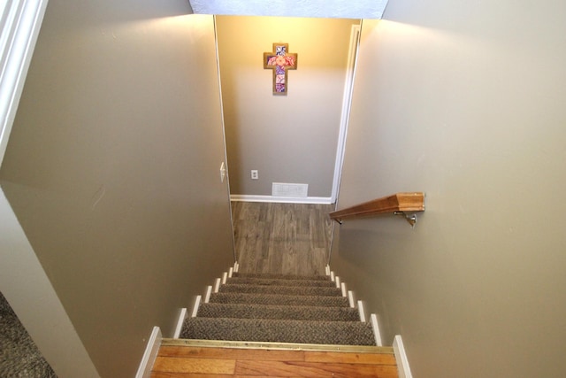 312 Springhurst Dr, Berea, KY 40403 - stairs featuring baseboards, wood finished floors, and visible vents