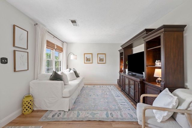 124 Clays Ferry Dr, Richmond, KY 40475 - living area with light wood finished floors, a textured ceiling, visible vents, and baseboards