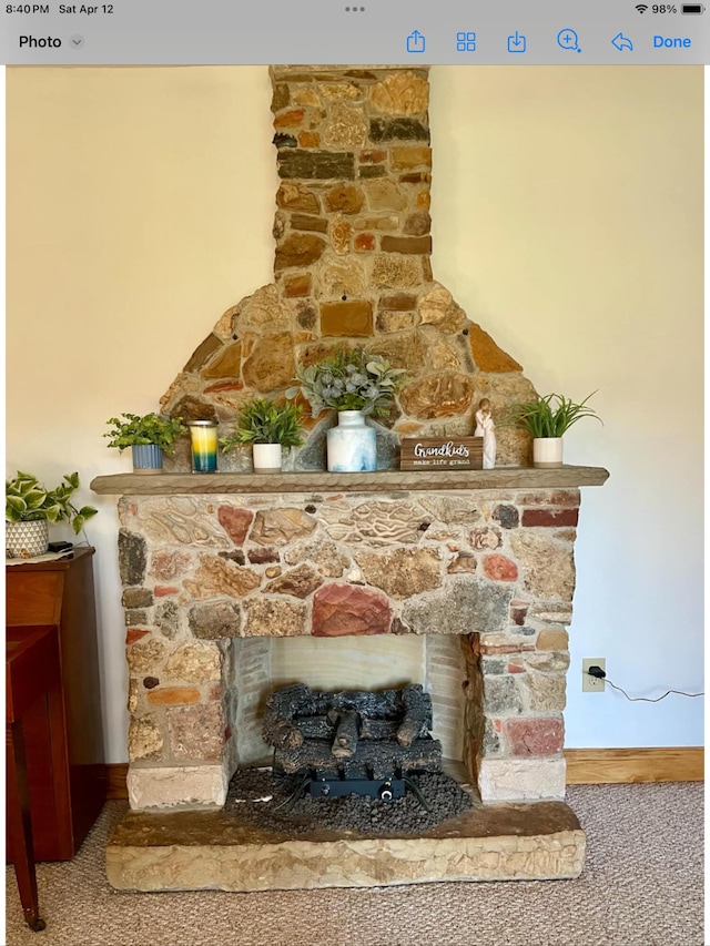 1459 Buck Lick Rd, Tollesboro, KY 41189 - detailed view of a fireplace and baseboards