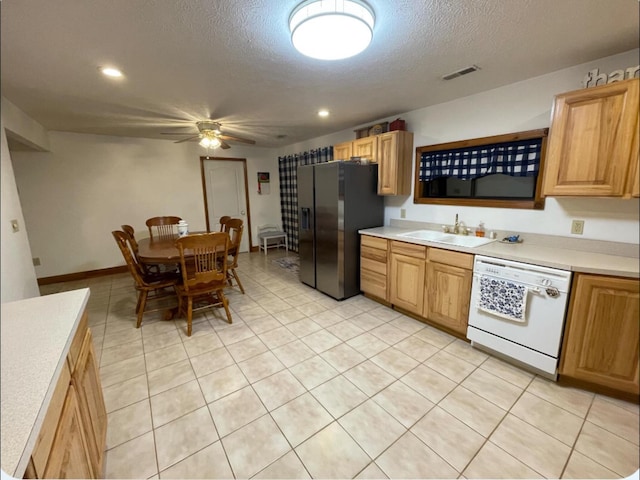 1459 Buck Lick Rd, Tollesboro, KY 41189 - kitchen with dishwasher, fridge with ice dispenser, light countertops, a textured ceiling, and recessed lighting