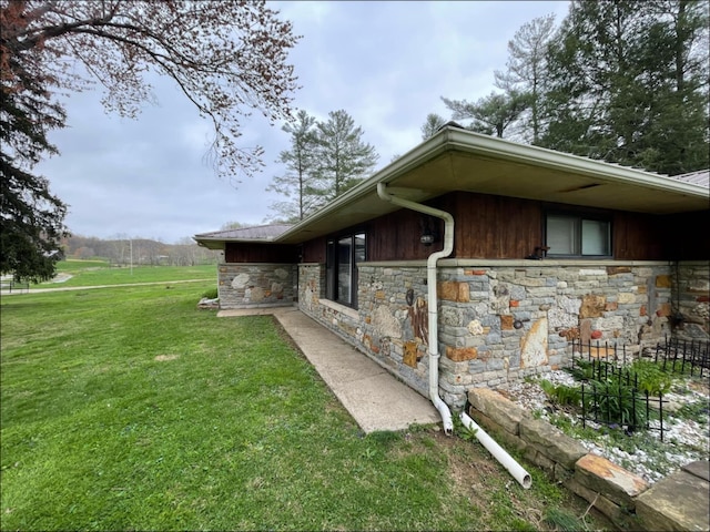 1459 Buck Lick Rd, Tollesboro, KY 41189 - view of property exterior with stone siding and a yard