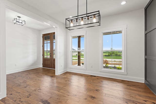 215 Berkley Hall Dr, Berea, KY 40403 - entrance foyer with a chandelier, hardwood / wood-style flooring, baseboards, and recessed lighting
