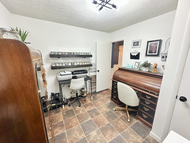 1870 Rush Branch Rd, Somerset, KY 42501 - office with a textured ceiling and stone tile floors