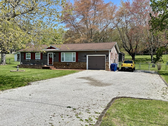 1870 Rush Branch Rd, Somerset, KY 42501 - ranch-style home featuring a front yard, fence, a garage, and driveway
