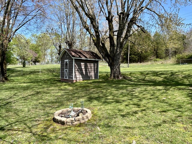 1870 Rush Branch Rd, Somerset, KY 42501 - view of yard with an outbuilding, a fire pit, and a storage unit