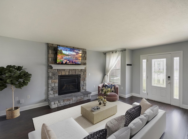 2045 Kearns Way, Richmond, KY 40475 - living area with baseboards, dark wood-type flooring, and a fireplace