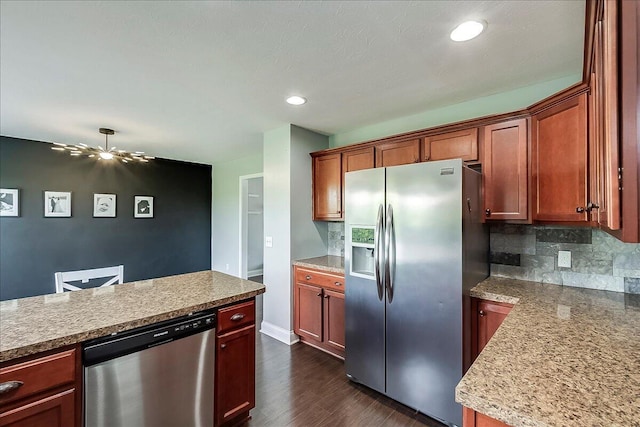 2045 Kearns Way, Richmond, KY 40475 - kitchen with appliances with stainless steel finishes, dark wood finished floors, decorative backsplash, light countertops, and recessed lighting