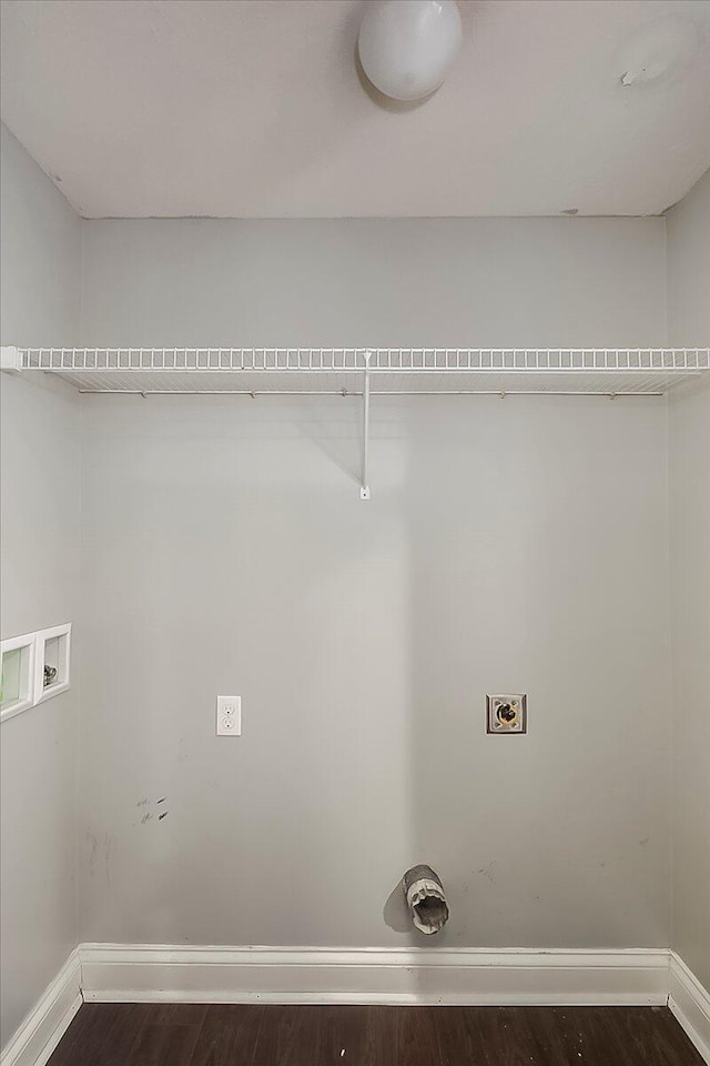 2045 Kearns Way, Richmond, KY 40475 - laundry area featuring dark wood-style floors, baseboards, hookup for a washing machine, and hookup for an electric dryer