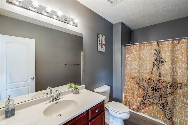 2045 Kearns Way, Richmond, KY 40475 - bathroom featuring vanity, toilet, a shower with curtain, and a textured ceiling