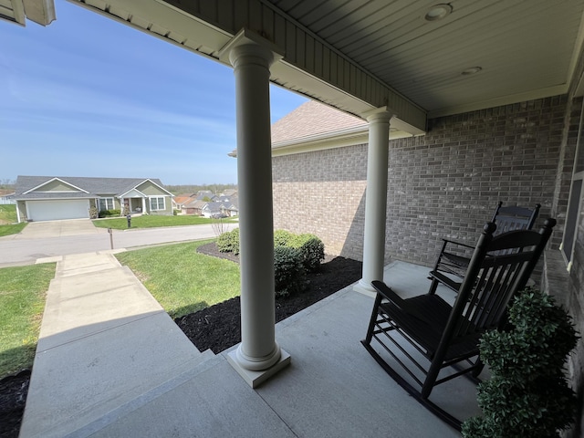 view of patio / terrace featuring a residential view