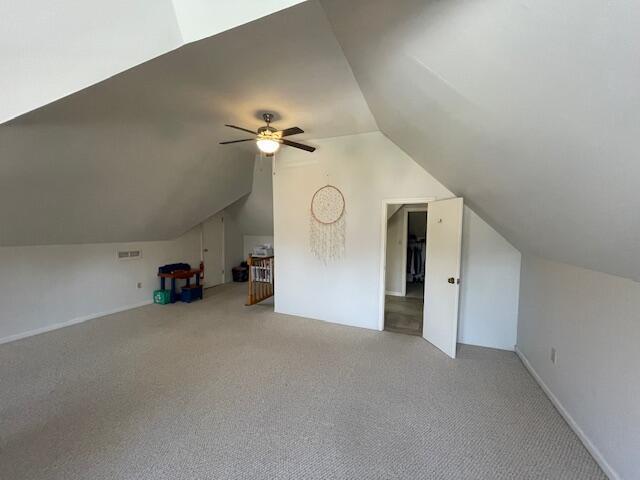 142 Old Lafayette Ave, Lexington, KY 40502 - bonus room featuring vaulted ceiling, ceiling fan, and carpet floors