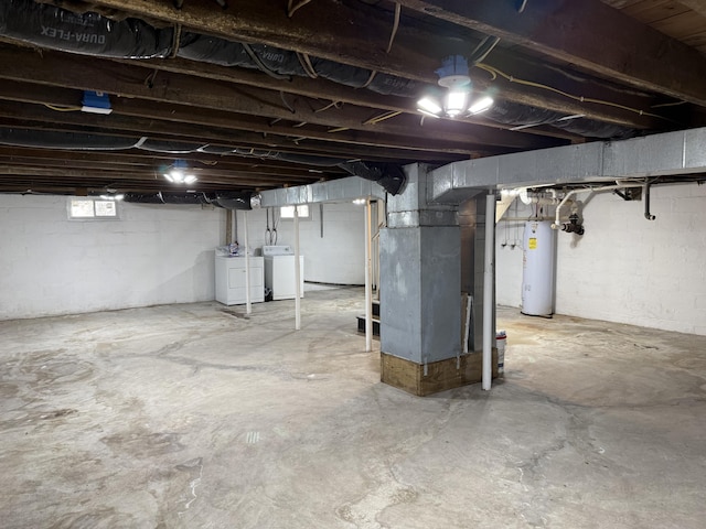21 N Gregory St, Monticello, KY 42633 - below grade area with heating unit, washing machine and dryer, and gas water heater