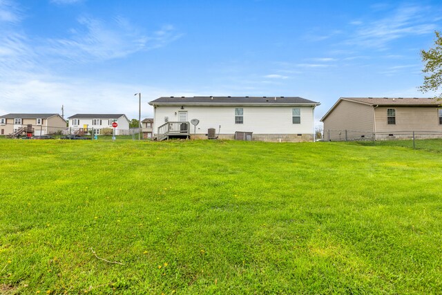 357 Burchwood Dr, Berea, KY 40403 - back of house featuring crawl space, fence, cooling unit, and a lawn
