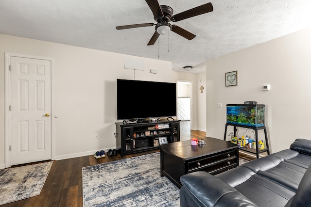 357 Burchwood Dr, Berea, KY 40403 - living area with baseboards, a ceiling fan, wood finished floors, and a textured ceiling