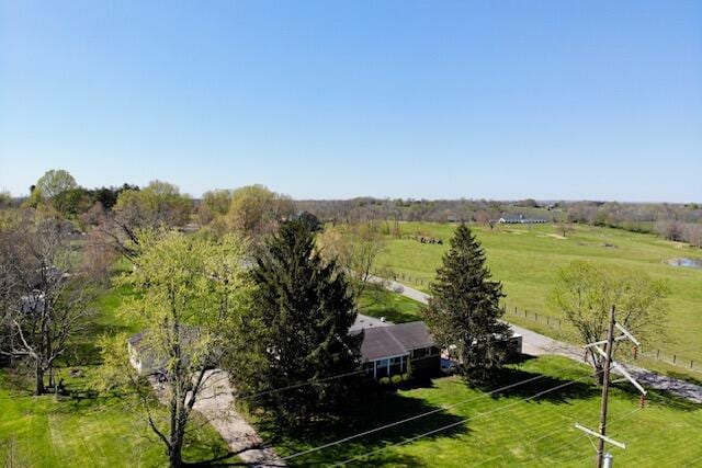 drone / aerial view featuring a rural view