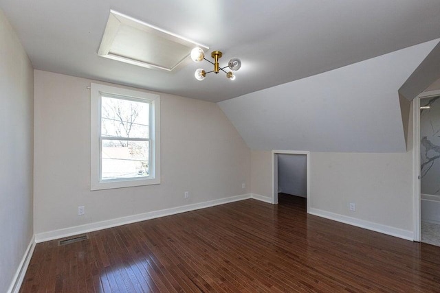401 E Main St, Danville, KY 40422 - bonus room featuring baseboards, visible vents, hardwood / wood-style flooring, and lofted ceiling
