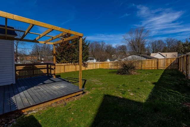 401 E Main St, Danville, KY 40422 - view of yard featuring a pergola, a wooden deck, and a fenced backyard