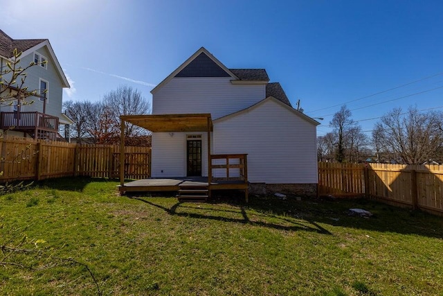401 E Main St, Danville, KY 40422 - rear view of house featuring a lawn, a wooden deck, and a fenced backyard