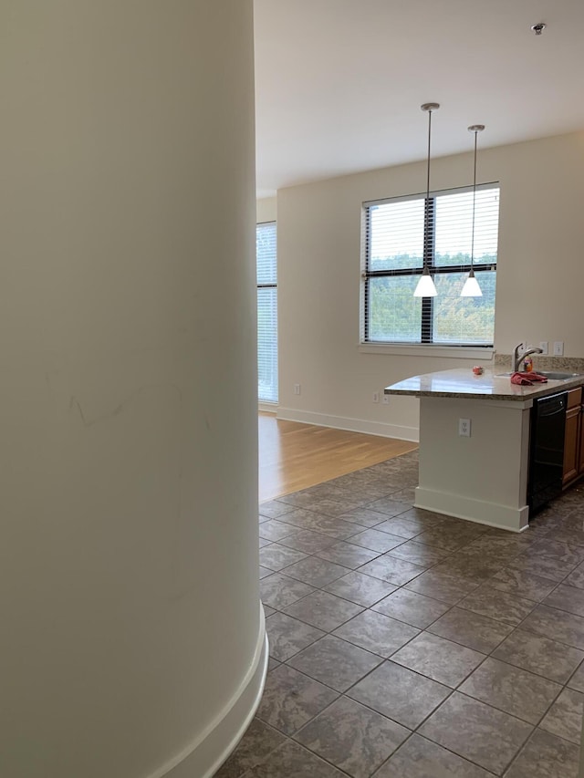 650 S Mill St Unit 218, Lexington, KY 40508 - kitchen featuring dishwasher, a sink, baseboards, pendant lighting, and tile patterned floors